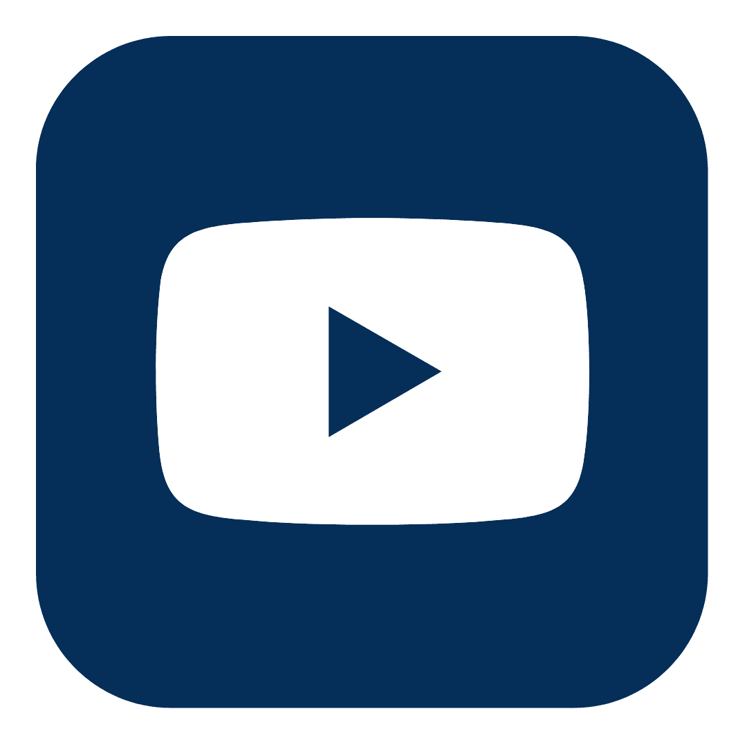 YouTube play button logo, blue background.